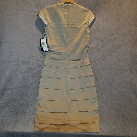 JAX Dress Size 4 NWT Gold Bandage Style Cap Sleeve Cocktail Party Sheath - Picture 4 of 8